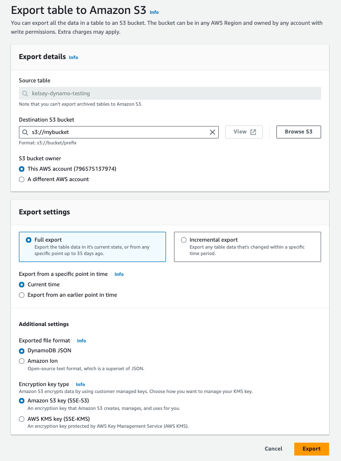 DynamoDB S3 Export - Zoomed